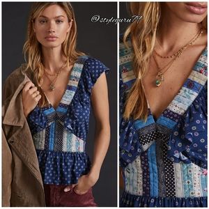 NWT, Anthropologie, Let Me Be Ruffled Patchwork Top